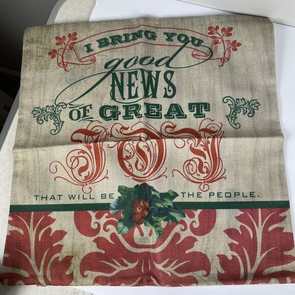 NEW Christmas Throw Pillow Covers 2 pc Christian Inspired 17”Jute Home Decor - Picture 4 of 5